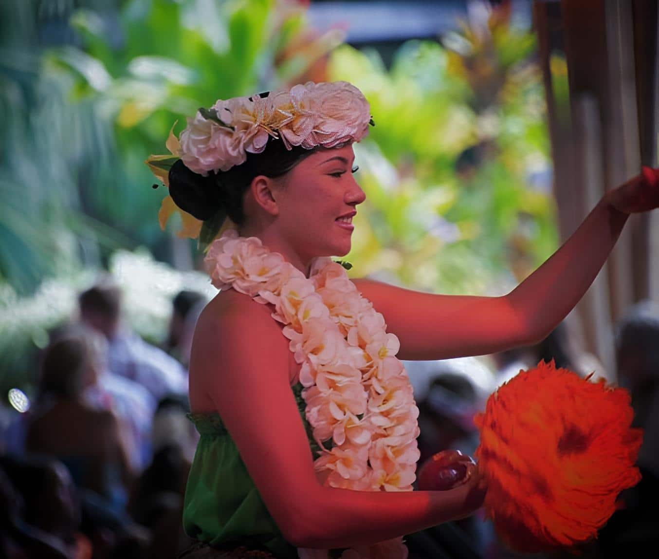 Hula dancer at Luau Kalamaku on Kauai