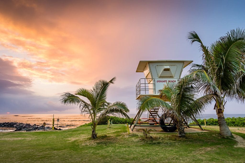 planning your kauai adventure - lifegaurd tower at sunset