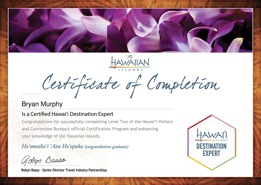 bryan-murphy-hawaii-destination-expert-training-certificate