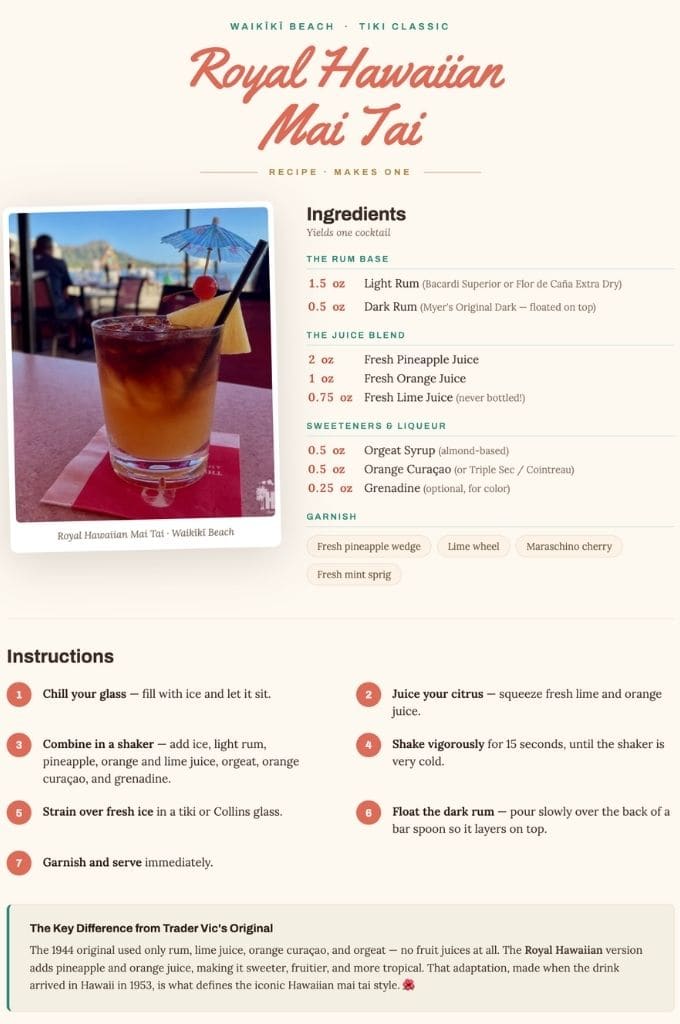 How to make the Royal Hawaiian Mai Tai cocktail at home step by step