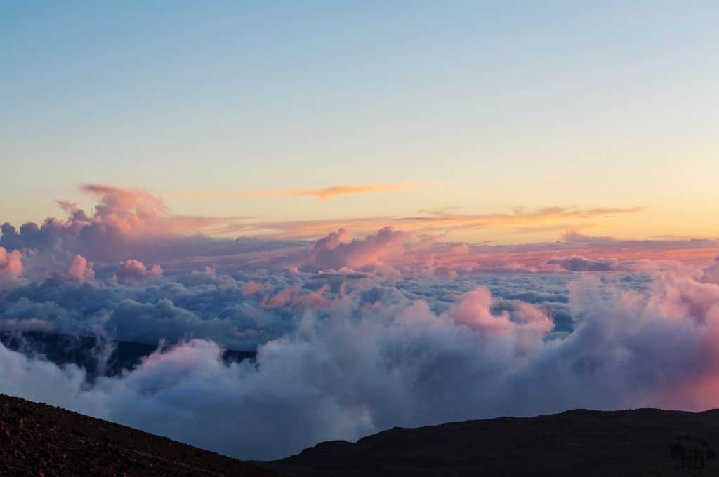 Sunrise above the clouds at Haleakalā National Park on Maui