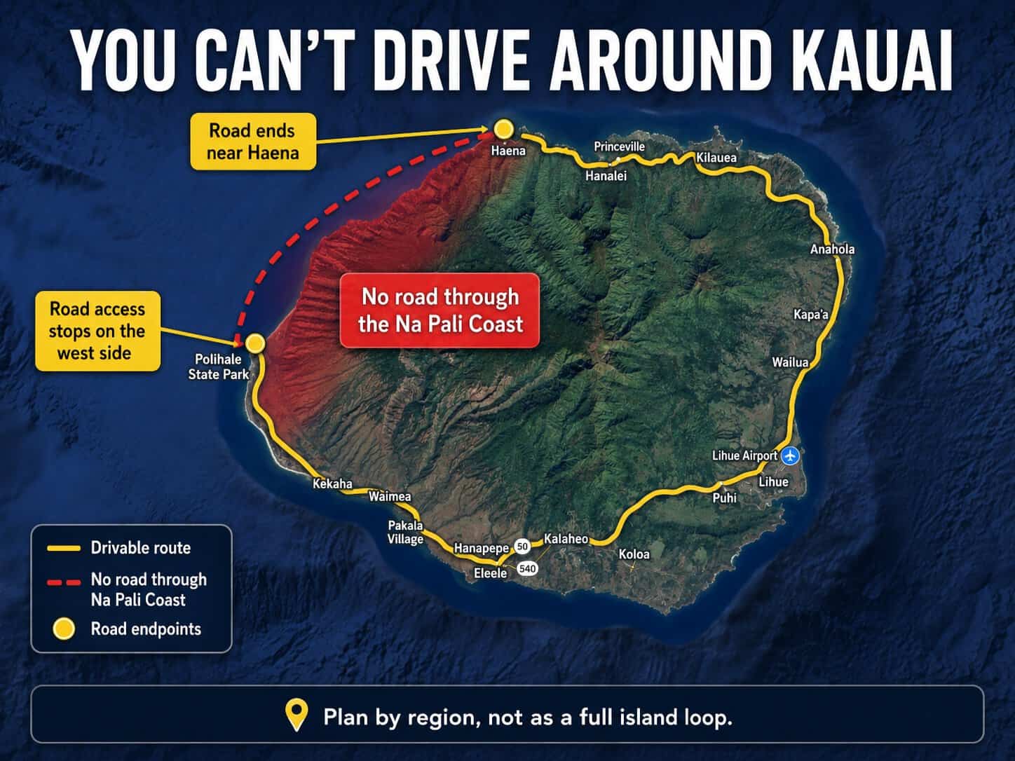 why you cannot drive around kauai